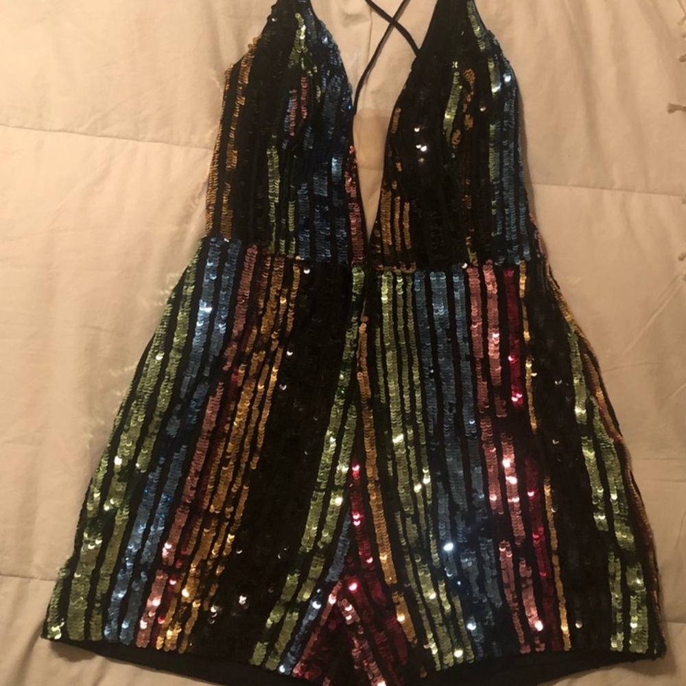 NBD Multicolor Sequin Jumpsuit